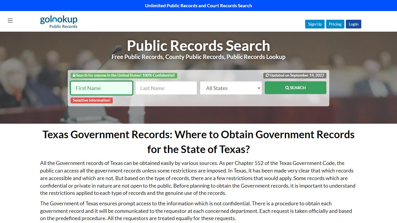 Texas Government Records, Government Records Texas - GoLookUp